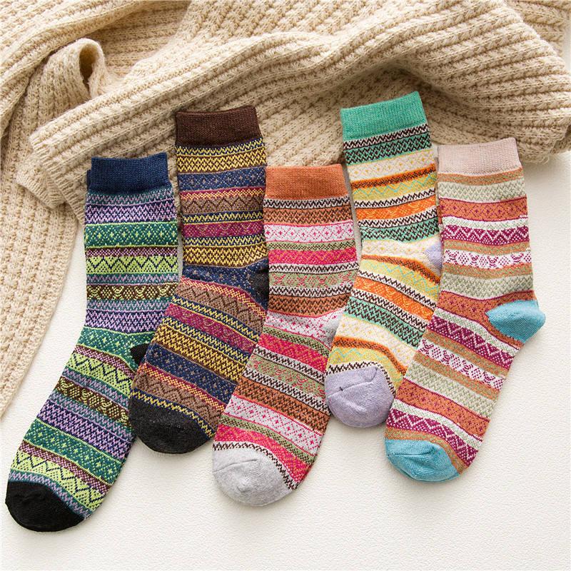 Cozy Wool Striped Women's Socks