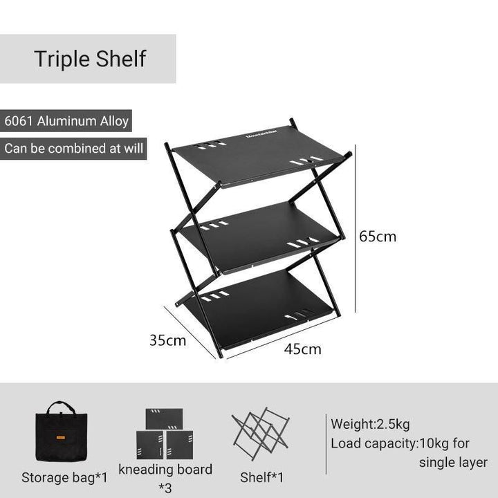 Multi-Level Portable Folding Camping Shelf – Aluminum Outdoor BBQ Table Rack