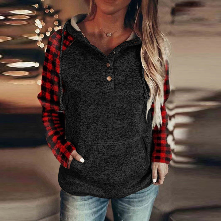 Women's Casual Long Sleeve Loose Hooded Color Matching Sweater