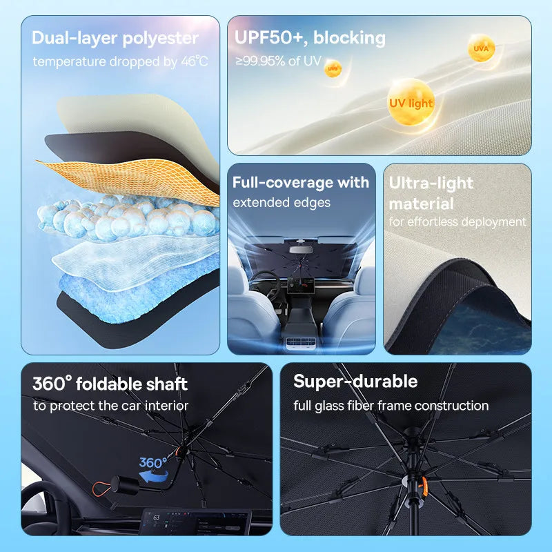 Foldable Car Windshield Sun Shade Umbrella