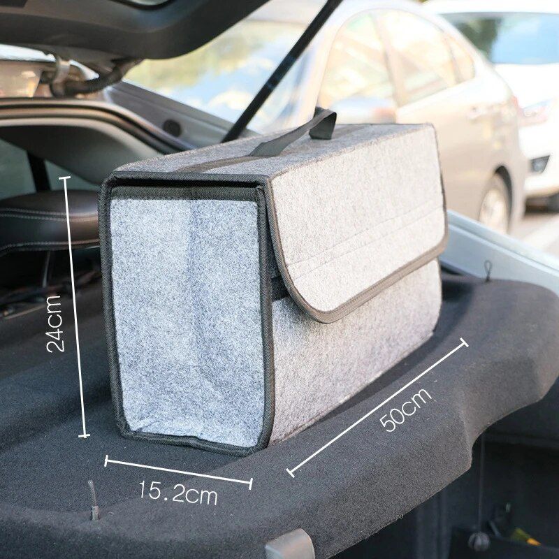 Compact Anti-Slip Car Trunk Organizer with Dual-Layer Elastic Net Storage