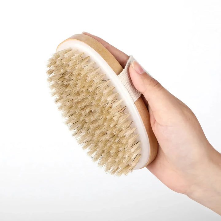 Natural Bristle Bath Brush - Wooden Exfoliating Shower Brush