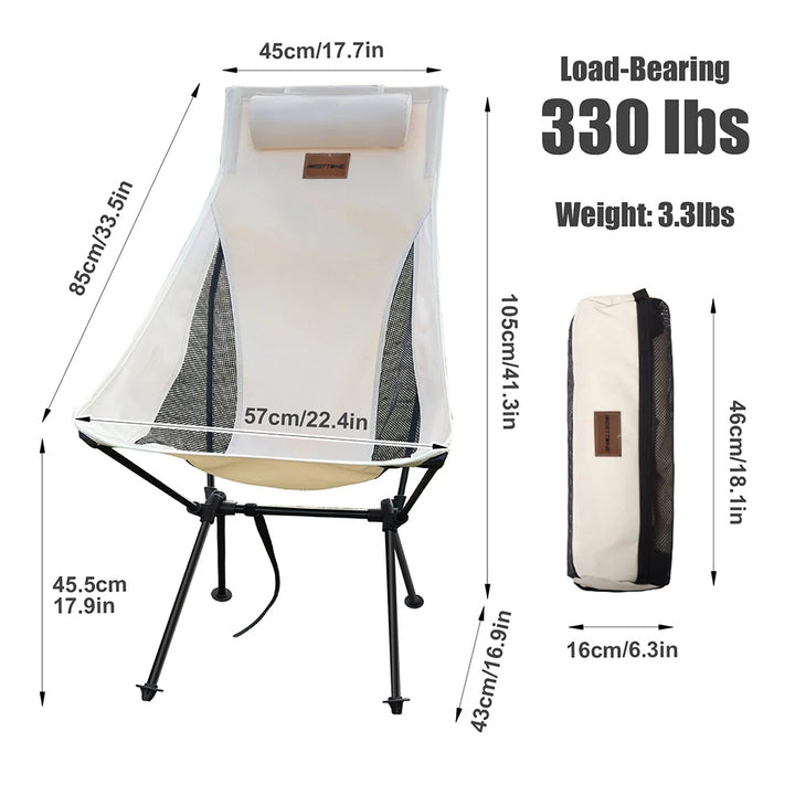 Portable Folding Camping Chair with Headrest