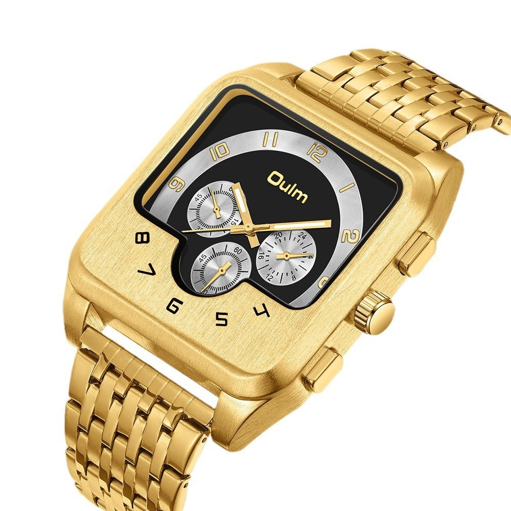 Gold Men's Watch Square Quartz