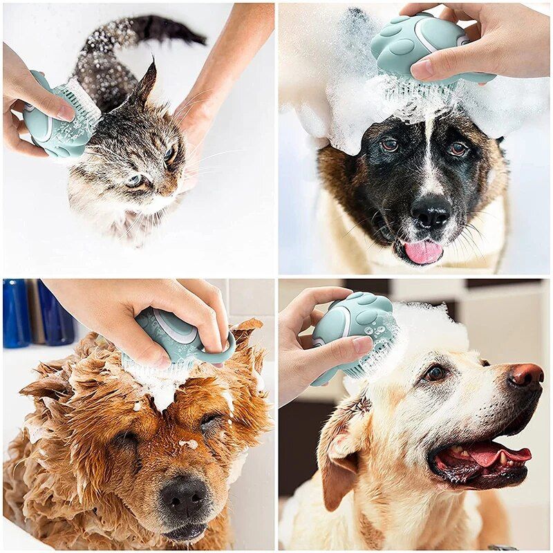 Multi-Purpose Silicone Pet Bath & Massage Brush for Dogs and Cats