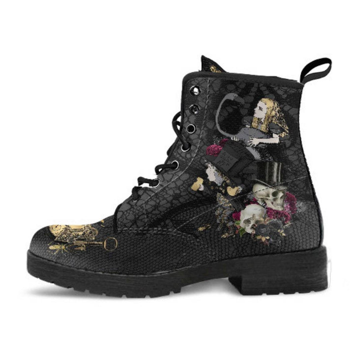 Women's Printed Cartoon Lace-up High-top Leather Boots