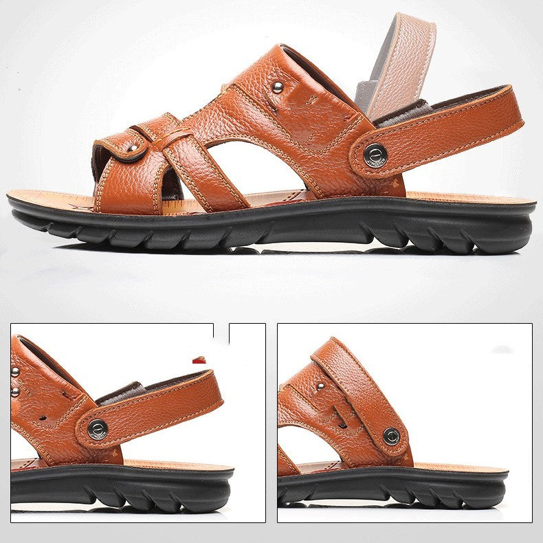 Men's Sandals Genuine Leather Anti Slip Dual Purpose