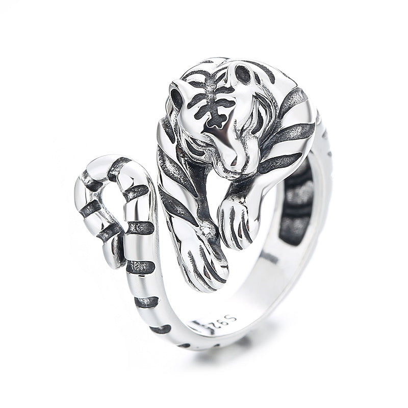 S925 Silver Tiger Styling Ring Unique Natural