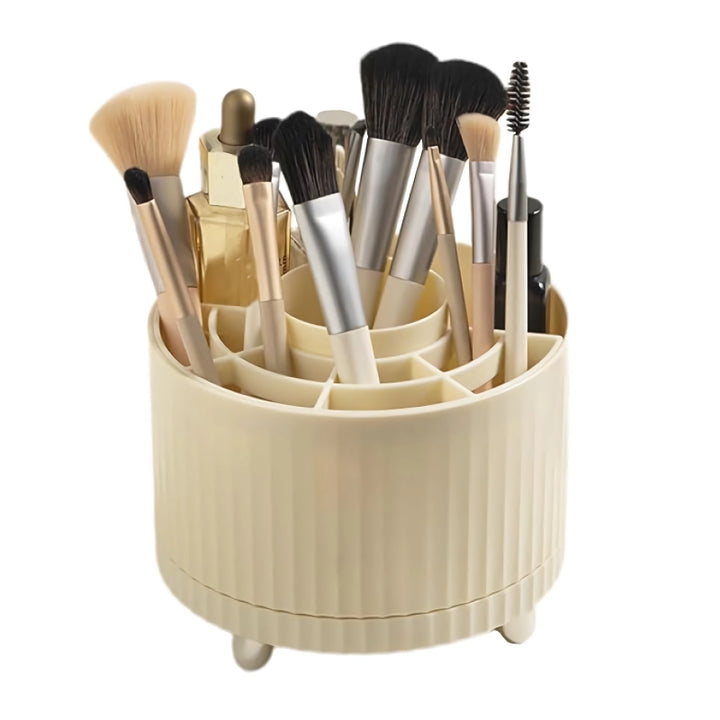 360° Rotating Makeup Brush Holder and Cosmetic Organizer for Desktop Storage