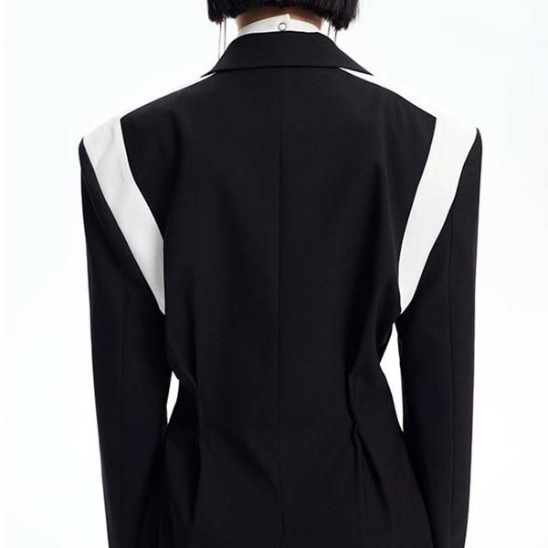 Fashion Women's Blazer: Stylish Contrast Color Designer Jacket