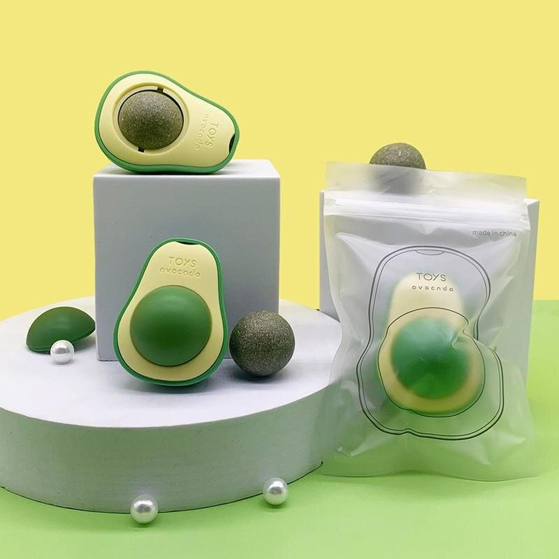 Avocado Catnip Lickable Toy Ball: Healthy & Interactive Treat for Cats