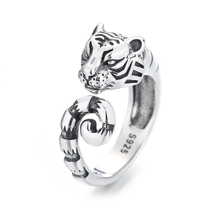 S925 Silver Tiger Styling Ring Unique Natural