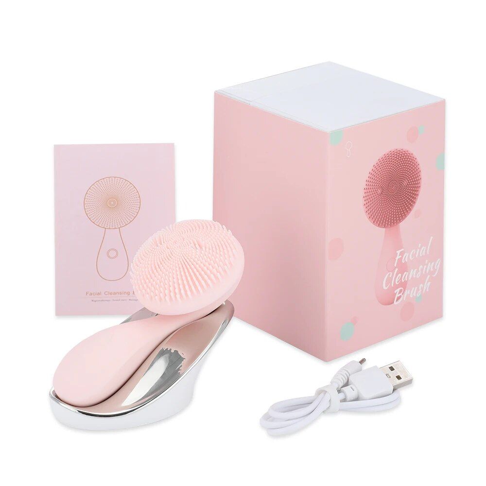 Electric Silicone Facial Cleansing & Massage Brush with Magnetic Charging