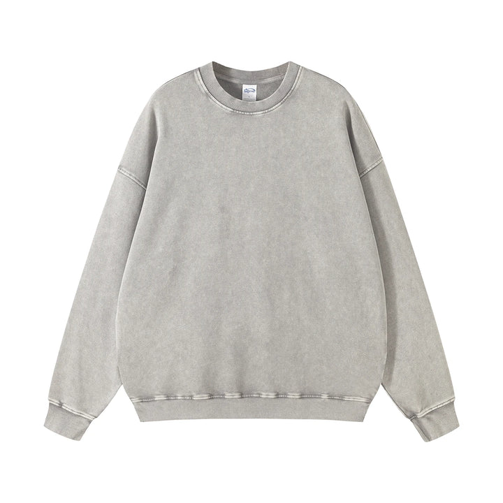 Wax Dyed Worn-out Terry Round Neck Sweatshirt