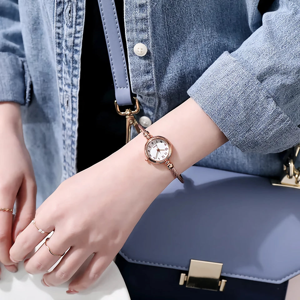 Women Retro Small Gold Bangle Bracelet Watches