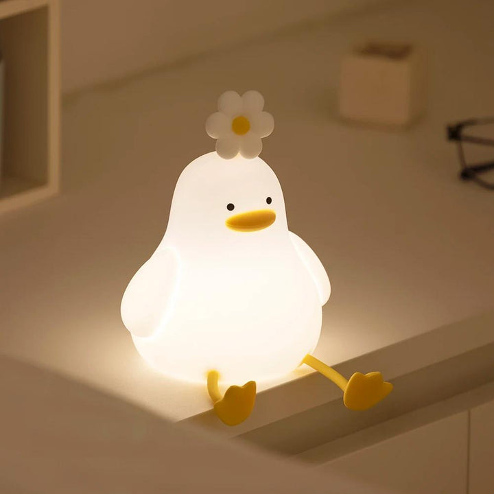 Charming Duck Night Light with Flower