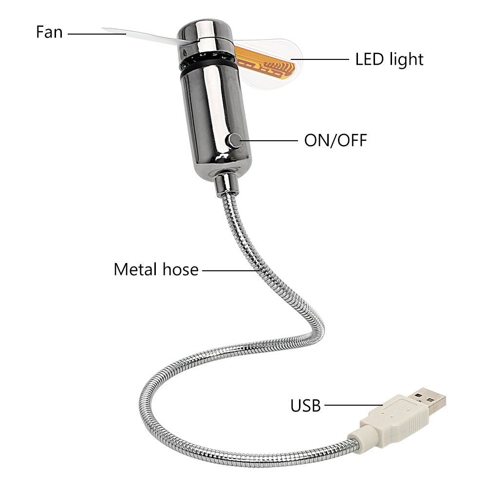 LED Clock USB Mini Fan with Real-Time Display