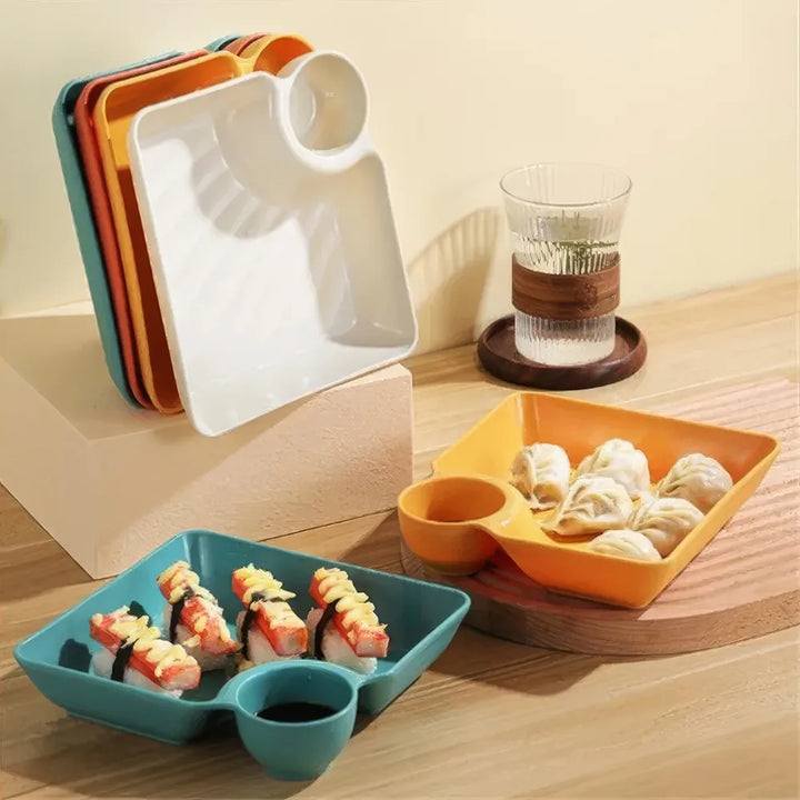 2-in-1 Square Snack Platter with Vinegar Compartment