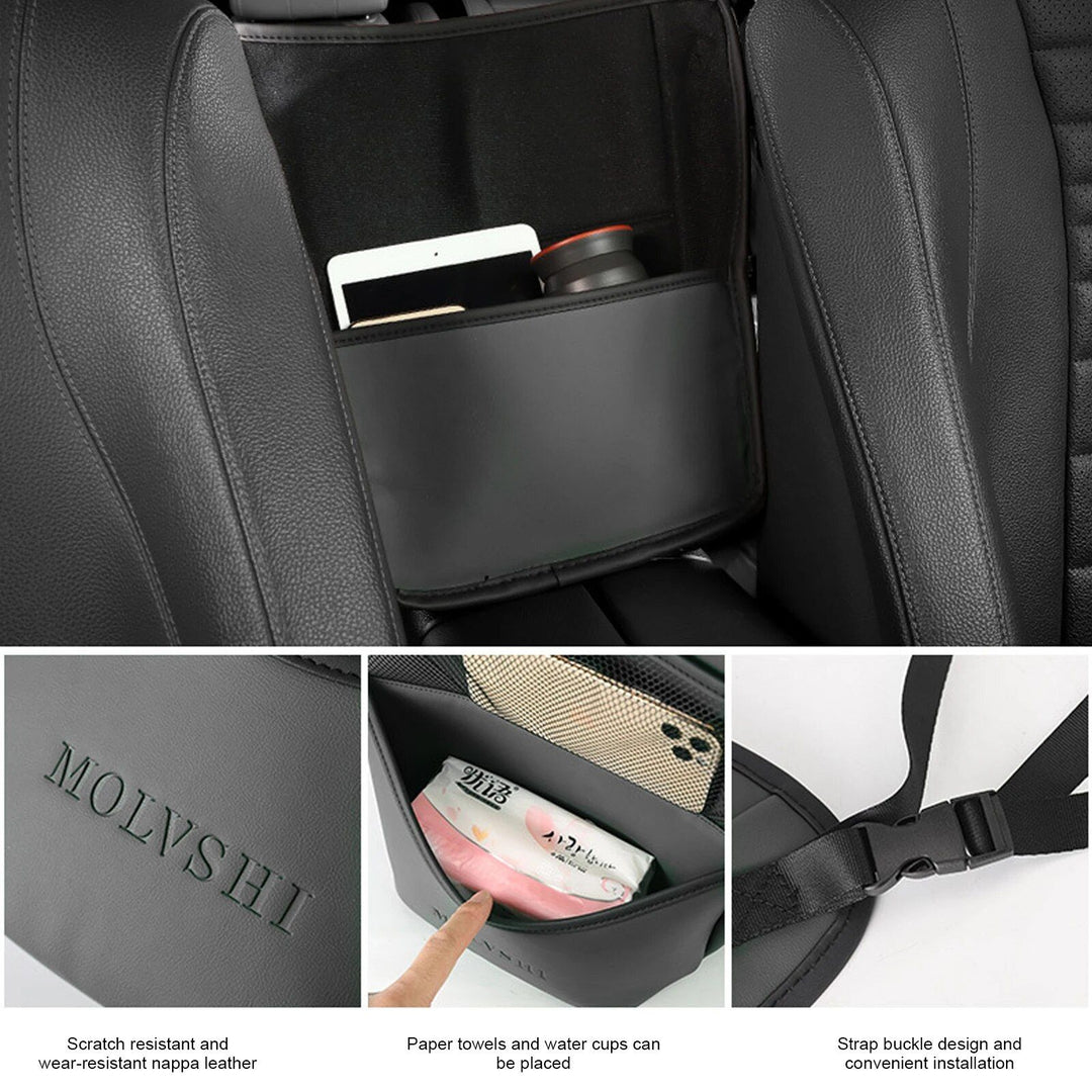 Luxurious Leather Car Seat Organizer with Protective Barrier