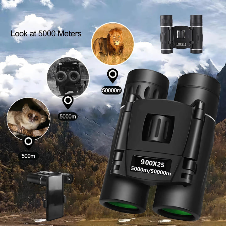 900x25 HD Long Range Binoculars with BAK4 Prism and FMC Coating for Hunting and Camping