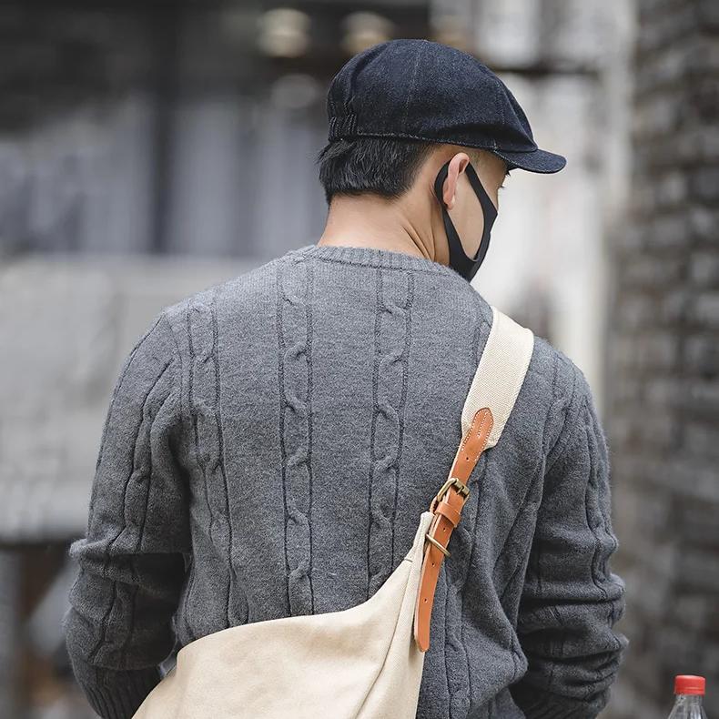 Oversized Denim Newsboy Cap for Men