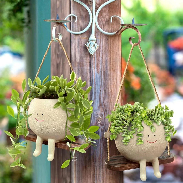 Charming Swing Face Hanging Planter