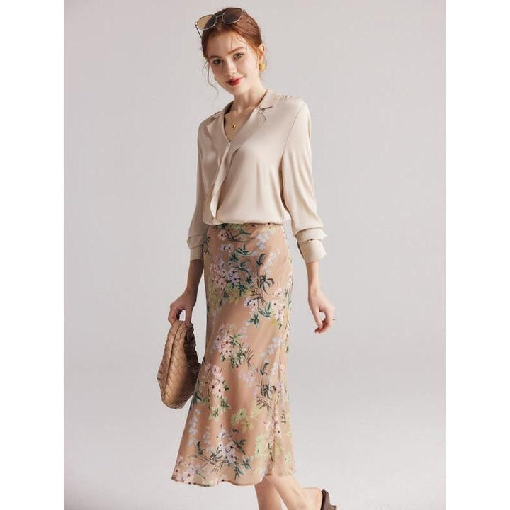 Chiffon Floral A-Line Skirt for Women