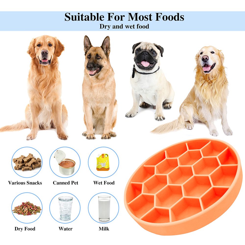 Slow Feeder Dog Bowl with Non-Skid Silicone Base and Suction Cup