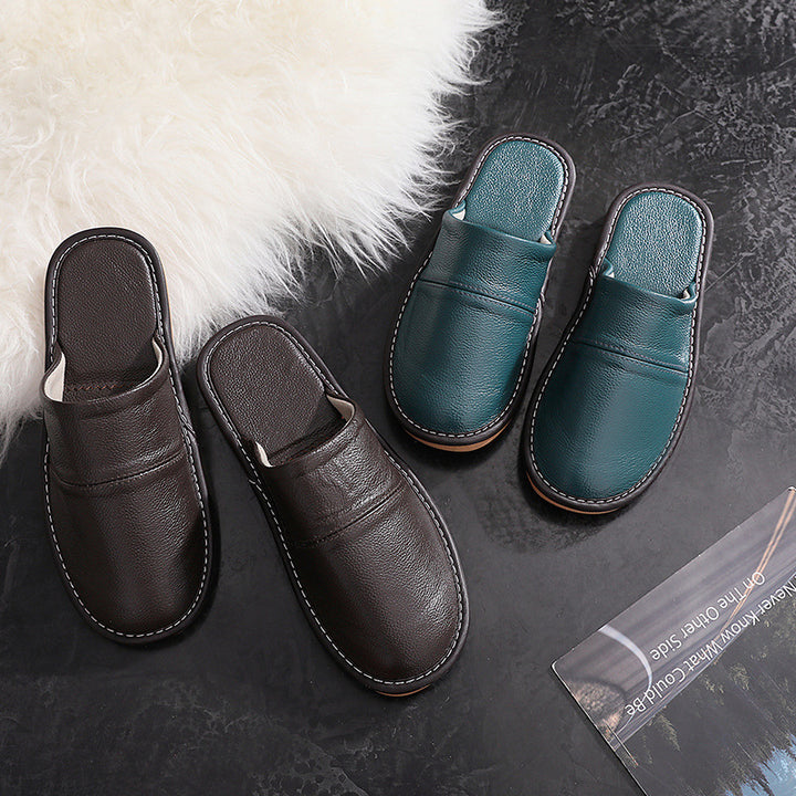 Light Luxury High-grade Baotou Leather Slippers Women Spring And Autumn Non-slip Mute