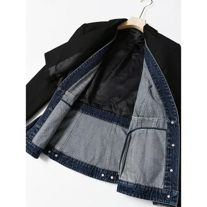 Autumn Patchwork Denim Blazer for Women