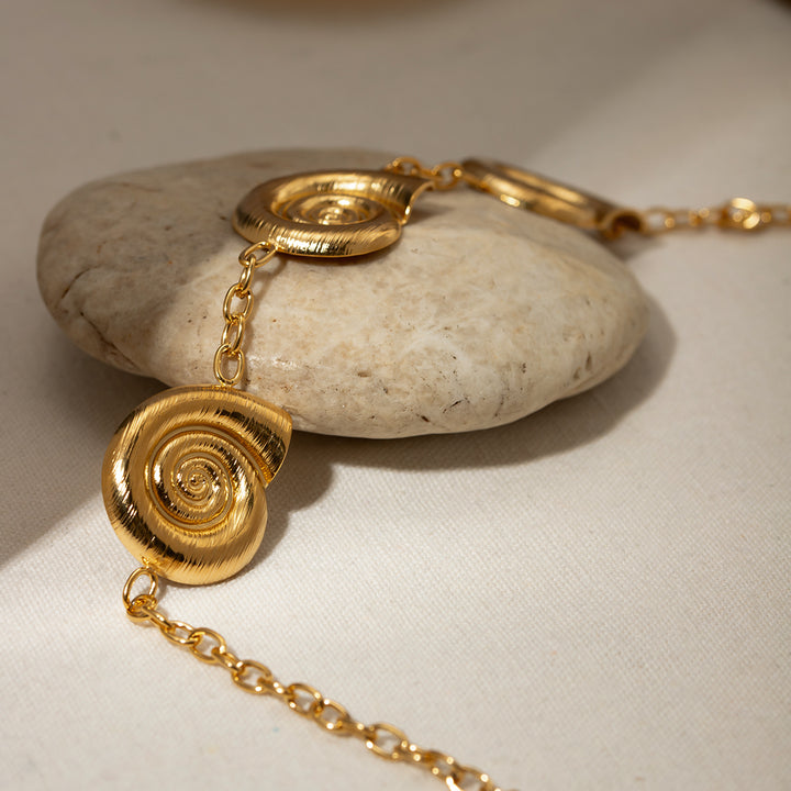 Gold Plated Geometric Spiral Pendant Necklace