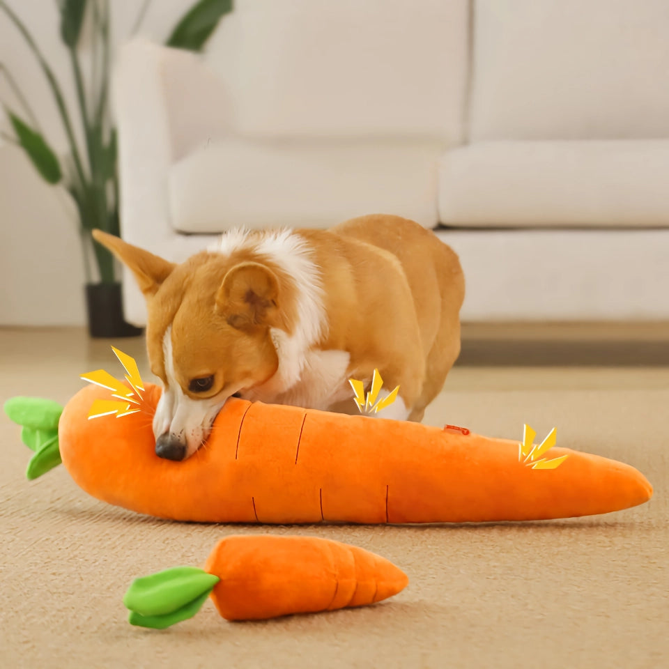 Carrot Plush Chew Toy for Dogs – Soft Sound-Playing Toy for Small, Medium, and Large Dogs