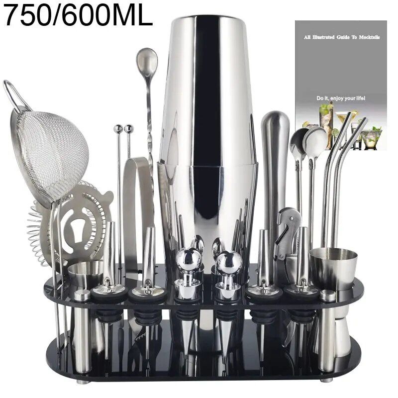 Boston Cocktail Shaker Set: Complete Bartender Tool Kit with Acrylic Stand