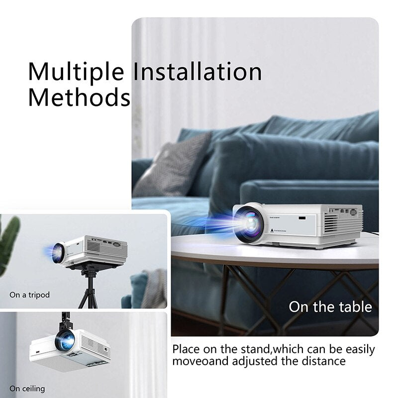 Full HD 1080P 4K Mini LED Portable Projector with WiFi & 4G Connectivity