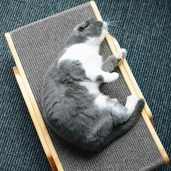 3-in-1 Wooden Cat Scratcher Lounge Bed: Scratcher, Scraper, and Nap Haven