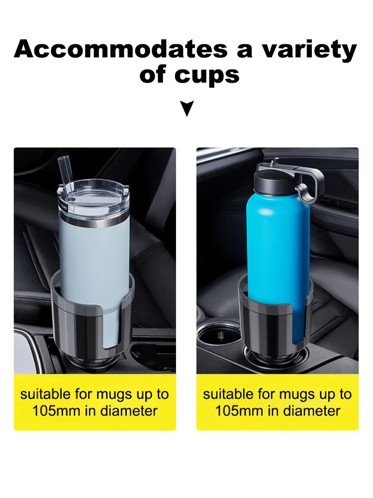 Adjustable Car Cup Holder Expander with Anti-Slip Silicone Base - 6.5" to 10.5" Diameter