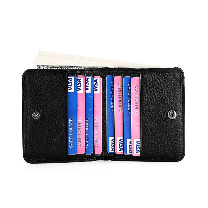 Stylish Cowhide Leather RFID Coin Pocket and Card Holder