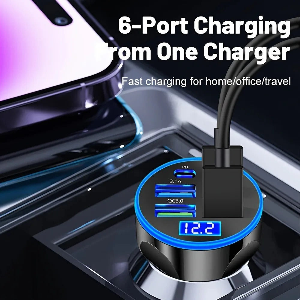 6-in-1 Fast Car Charger Adapter