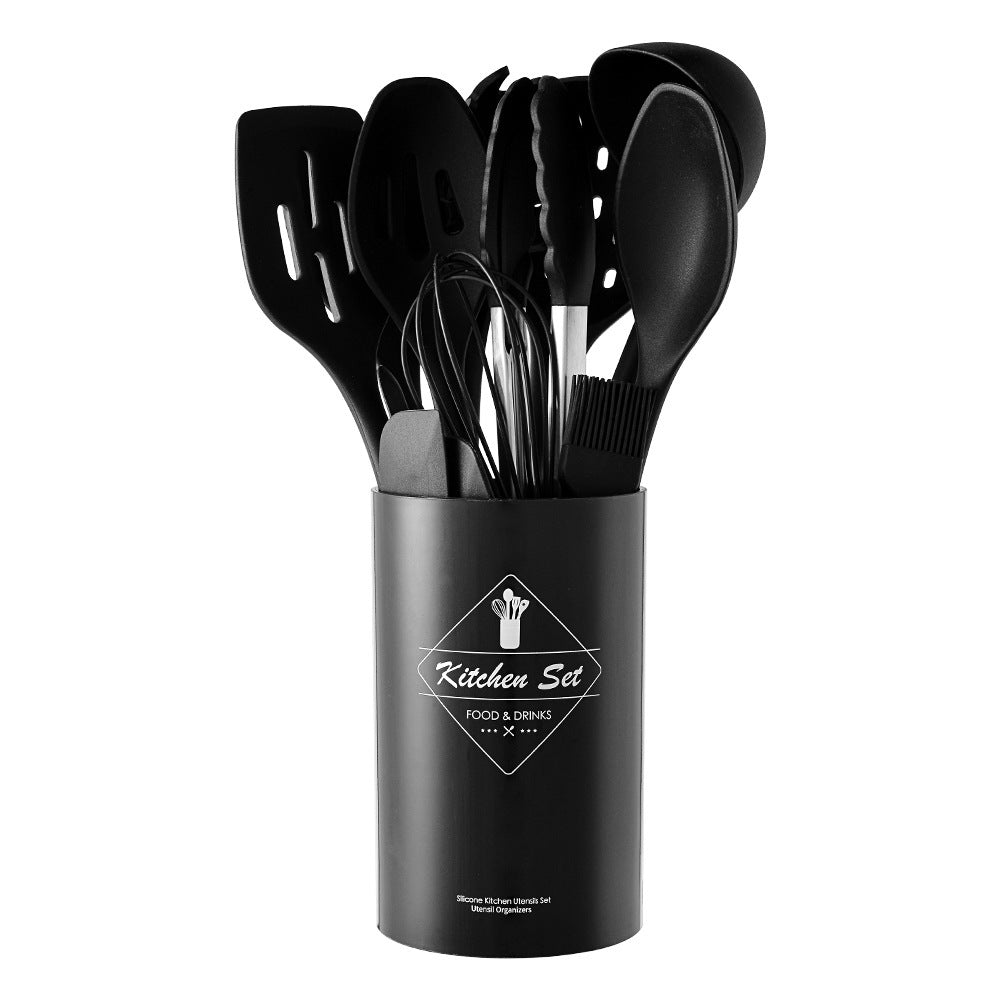 14-Piece Silicone Kitchenware With Stainless Steel Handle