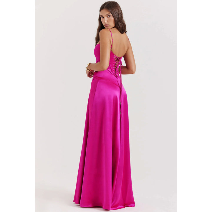 Sleek Lace-Up Formal Dress