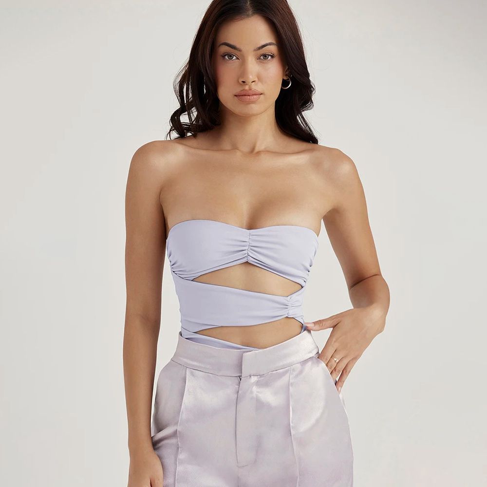 Purple Off-Shoulder Ruched Bodysuit