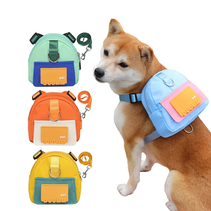 Waterproof Dog Backpack with Harness and Collar