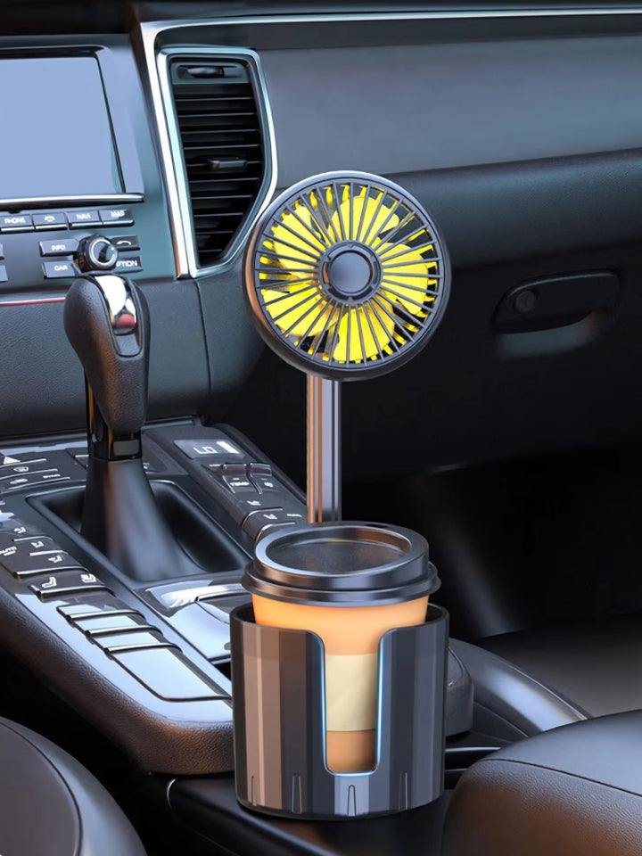 2-in-1 Car Cup Holder Fan with Adjustable Cooling and USB Charging