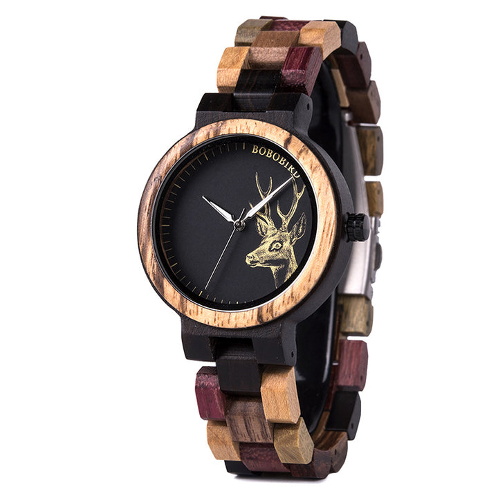 Art Retro Student Couple Wooden Quartz Watch