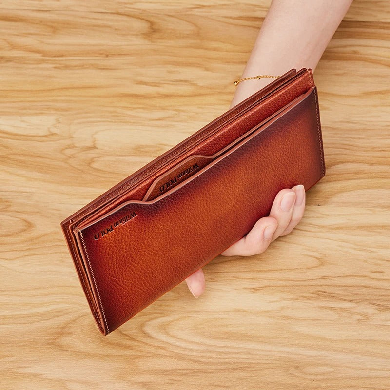 Long Leather Wallet with Strap