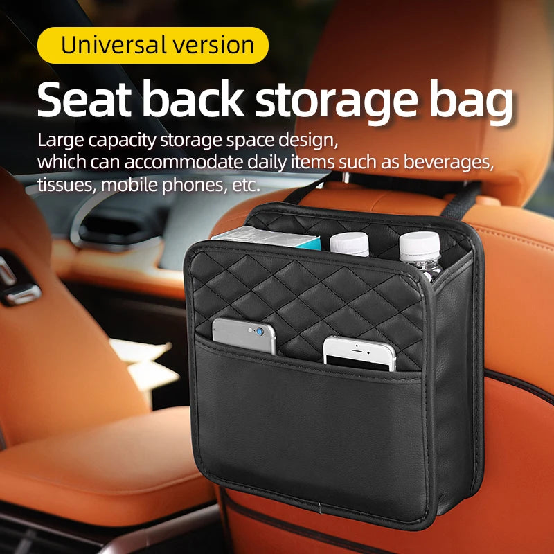 Luxury Leather Car Backseat Organizer with Waterproof Storage