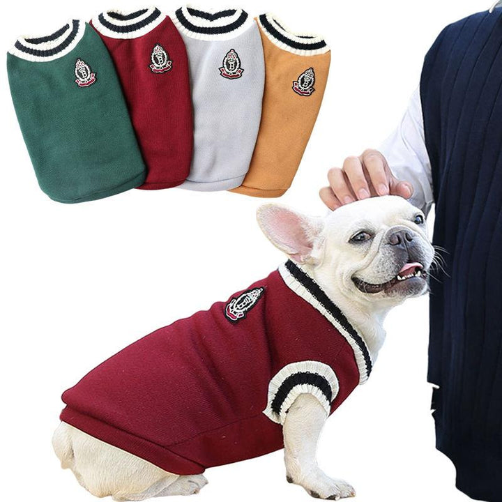 Preppy Style Warm Dog Sweater Vest