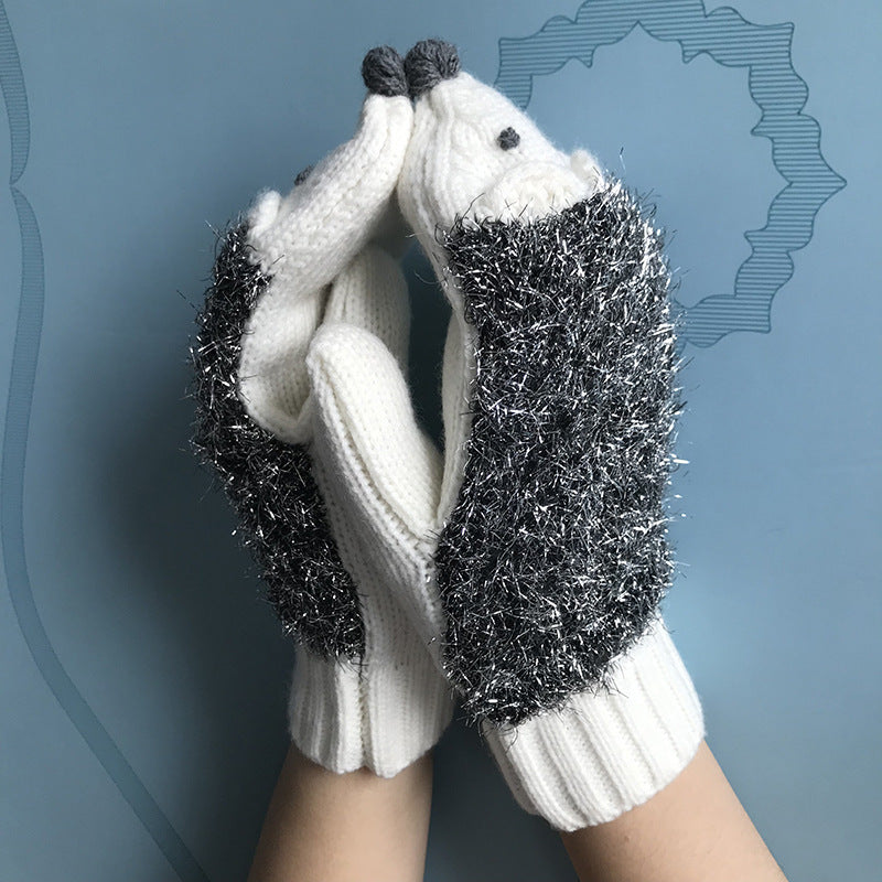 Winter Warm Mitten Knitted Embroidered Gloves