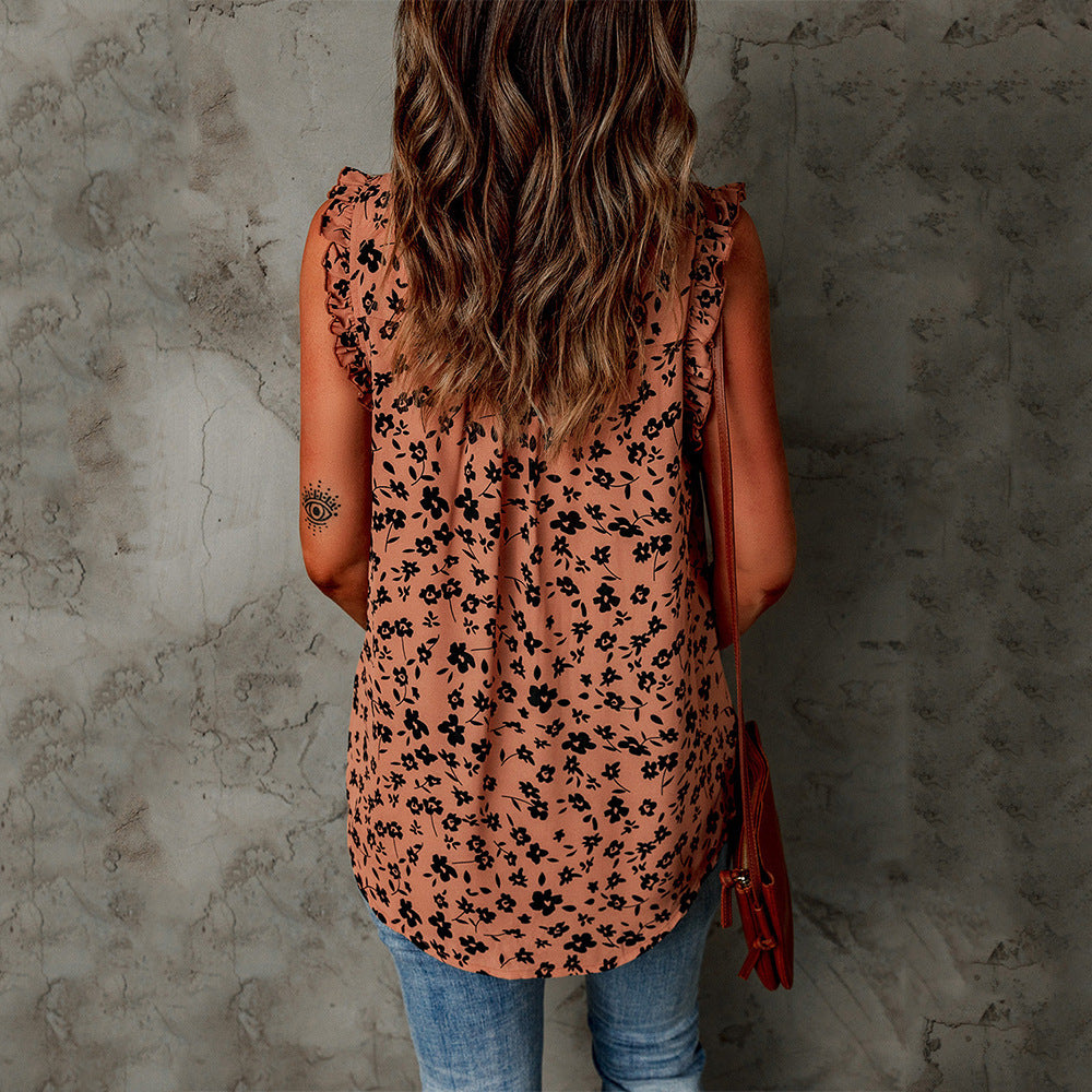 Summer New Blouse Leopard Print Sleeveless Women's T-shirt