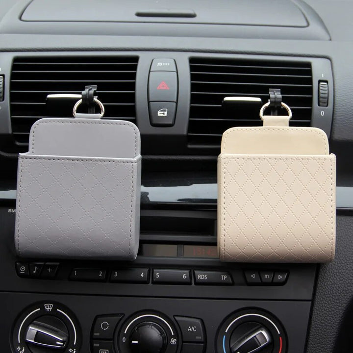 Leather Car Air Vent Organizer for Essential Accessories